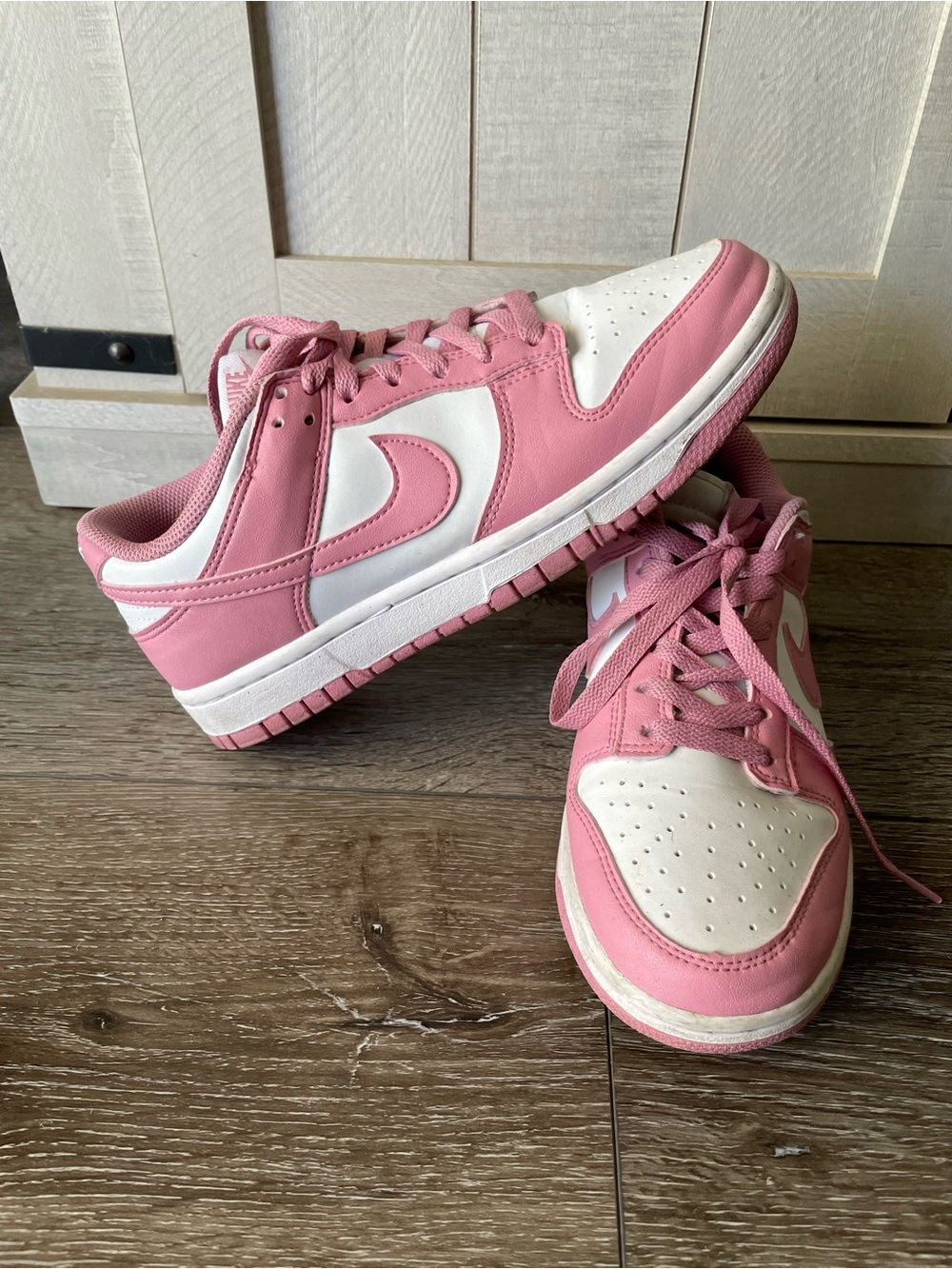 Nike Dunk Low Shoes Color: White/Elemental Pink Size 7.5